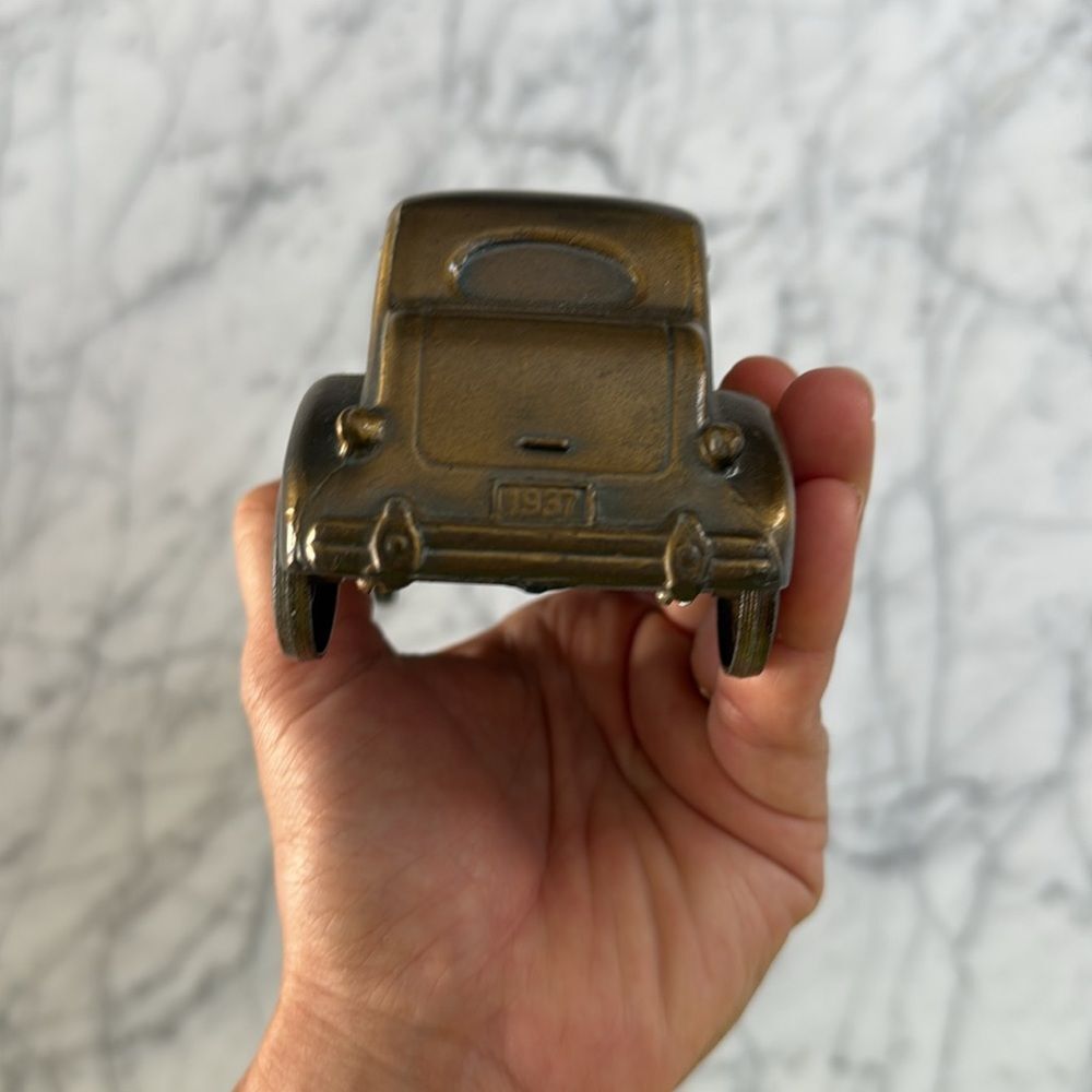 1937 PACKARD V12 Banthrico Bronze Coin Bank Vintage Automobile Car Chicago Metal - Picture 5 of 10